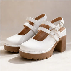 Catria Slingback Heels - White - women's heels - Hendlys - Image 2