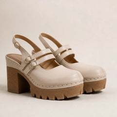 Catria Slingback Heels - Beige - women's heels - Hendlys - Image 2