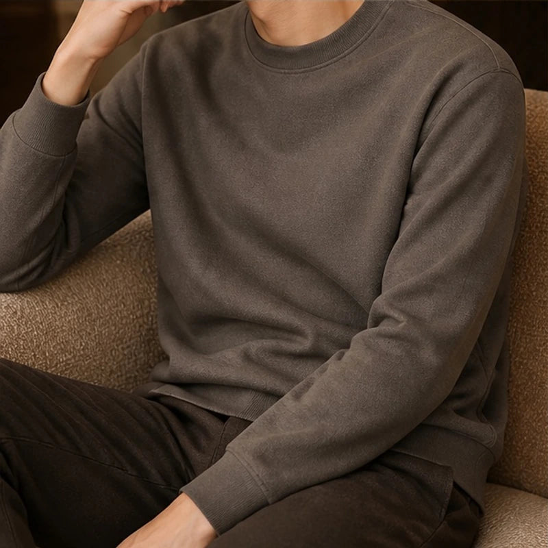 Caulfield Relaxed-Fit Crew Neck Sweater - Dark Brown - clothing - Hendlys - Image 3