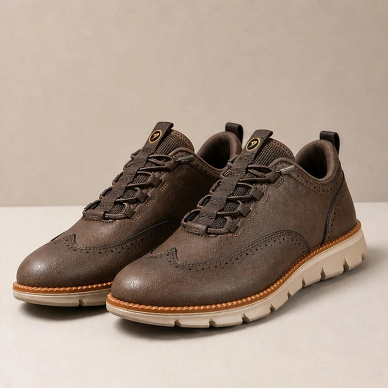Cavendish Leather Wingtip Sneaker - Driftwood - leather sneakers - Hendlys - Image 3