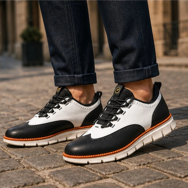 Cavendish Leather Wingtip Sneaker - Tuxedo - Sneakers - Hendlys - Image 1