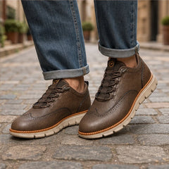 Cavendish Leather Wingtip Sneaker - Driftwood - Sneakers - Hendlys - Image 1
