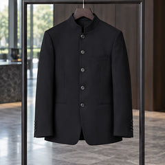 Caxton Men's Structured Stand Collar Blazer - Black - Clothing > Blazers > Stand Collar Blazers - Hendlys - Image 2