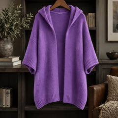 Celandria Women's Hooded Poncho Cardigan - Purple - ai-processed - Hendlys - Image 3
