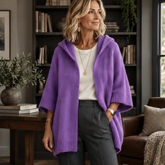 Celandria Women's Hooded Poncho Cardigan - Purple - Women's Clothing > Sweaters & Cardigans > Cardigans - Hendlys - Image 1