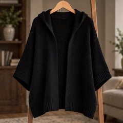 Celandria Women's Hooded Poncho Cardigan - Black - ai-processed - Hendlys - Image 3