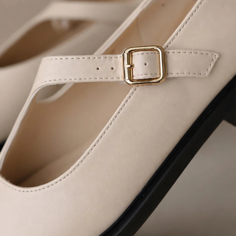Celeste Leather Mary Janes - White - leather shoes - Hendlys - Image 3
