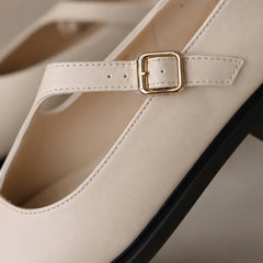 Celeste Leather Mary Janes - White - leather shoes - Hendlys - Image 3