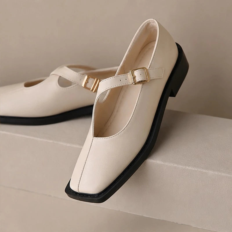 Celeste Leather Mary Janes - White - mary jane shoes - Hendlys - Image 4