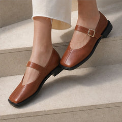 Celeste Leather Mary Janes - Brown - Shoes - Hendlys - Image 1