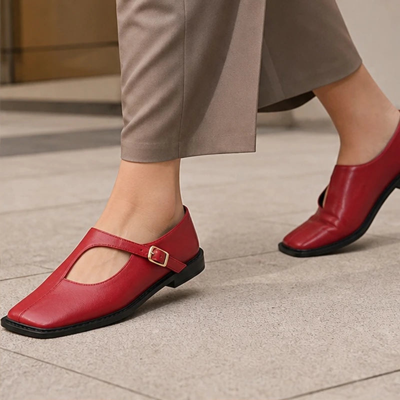 Celeste Leather Mary Janes - Red - women's mary janes - Hendlys - Image 2