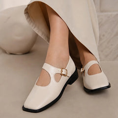 Celeste Leather Mary Janes - White - Shoes - Hendlys - Image 1
