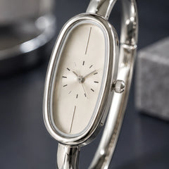 Cerise Women's Minimalist Oval Dial Bracelet Watch - Ivory Silver - Handbag - Hendlys - Image 2