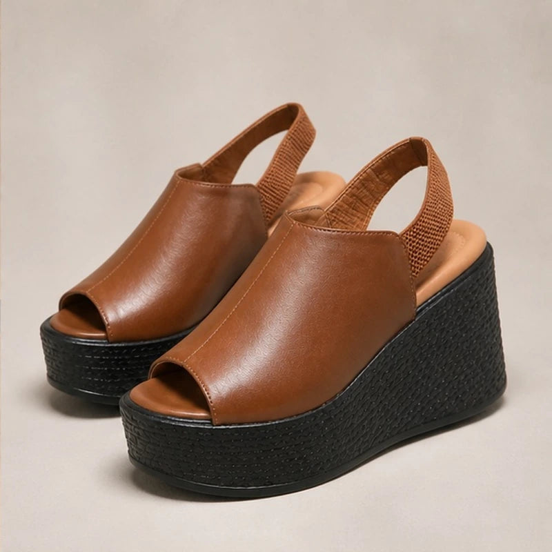 Clara Slingback Wedge Sandal - Brown - wedge sandals - Hendlys - Image 3