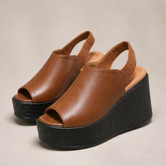 Clara Slingback Wedge Sandal - Brown - wedge sandals - Hendlys - Image 3