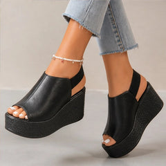 Clara Slingback Wedge Sandal - Black - Shoes - Hendlys - Image 1