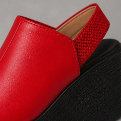 Clara Slingback Wedge Sandal - Red - slingback sandals - Hendlys - Image 4