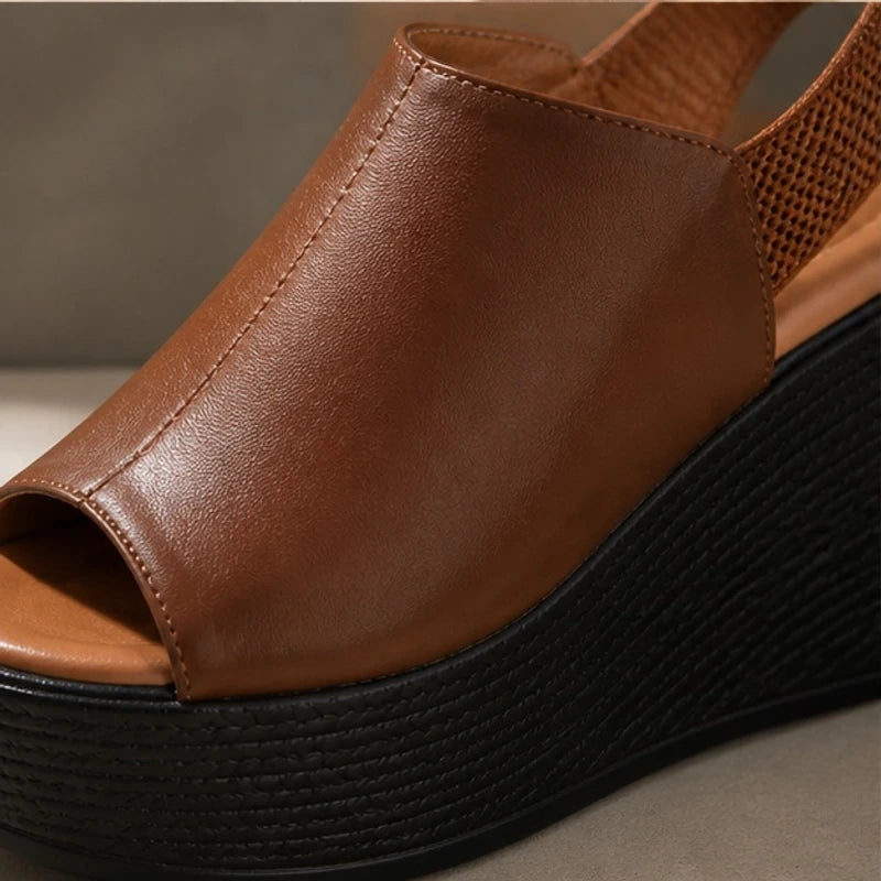 Clara Slingback Wedge Sandal - Brown - slingback sandals - Hendlys - Image 4