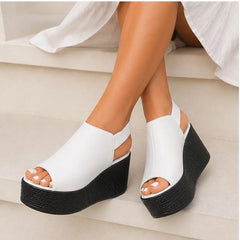 Clara Slingback Wedge Sandal - White - women's sandals - Hendlys - Image 2