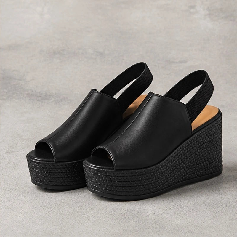 Clara Slingback Wedge Sandal - Black - wedge sandals - Hendlys - Image 3