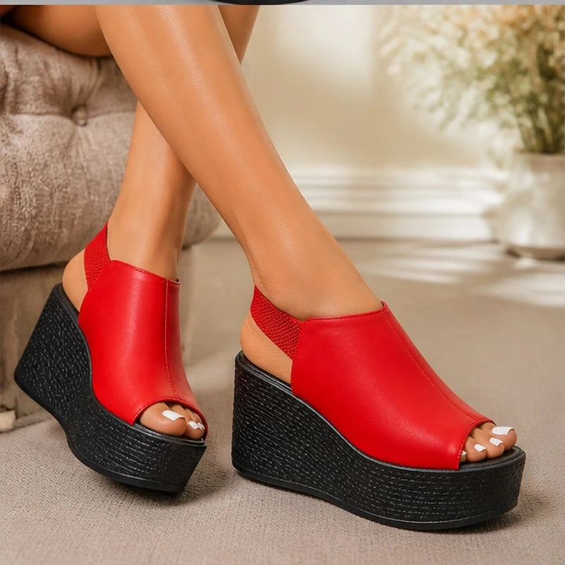 Clara Slingback Wedge Sandal - Red - women's sandals - Hendlys - Image 2