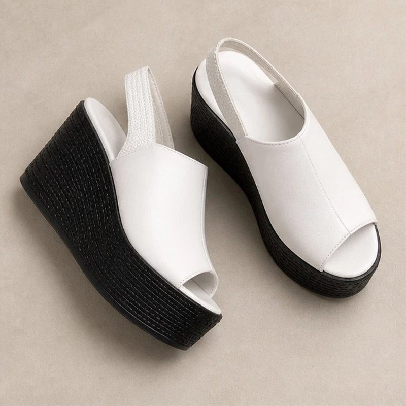 Clara Slingback Wedge Sandal - White - wedge sandals - Hendlys - Image 3