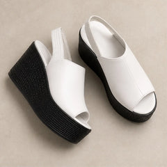 Clara Slingback Wedge Sandal - White - wedge sandals - Hendlys - Image 3