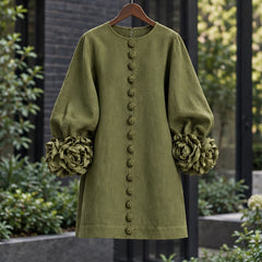 Clarissa Women's Ruffle Sleeve Mini Dress - Olive Green - VD - Hendlys - Image 3