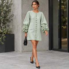 Clarissa Women's Ruffle Sleeve Mini Dress - Sage Green - 21/8 - Hendlys - Image 2
