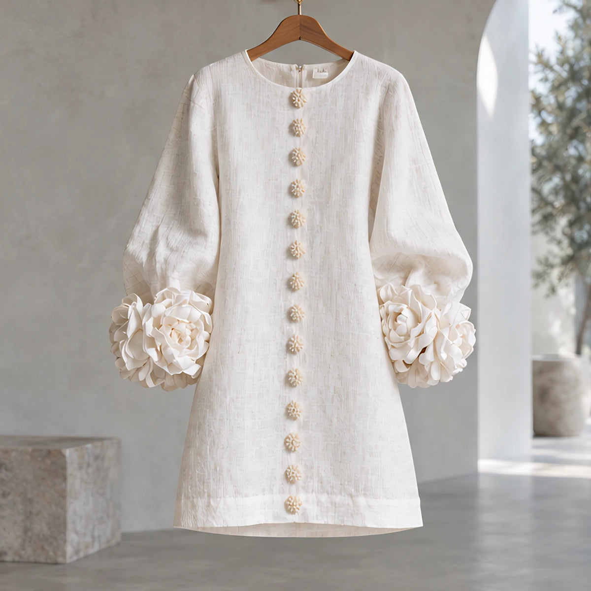 Clarissa Women's Ruffle Sleeve Mini Dress - White - VD - Hendlys - Image 3