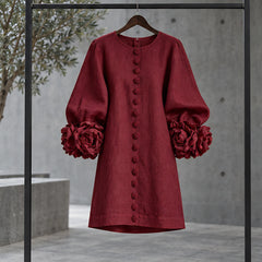 Clarissa Women's Ruffle Sleeve Mini Dress - Burgundy - VD - Hendlys - Image 3