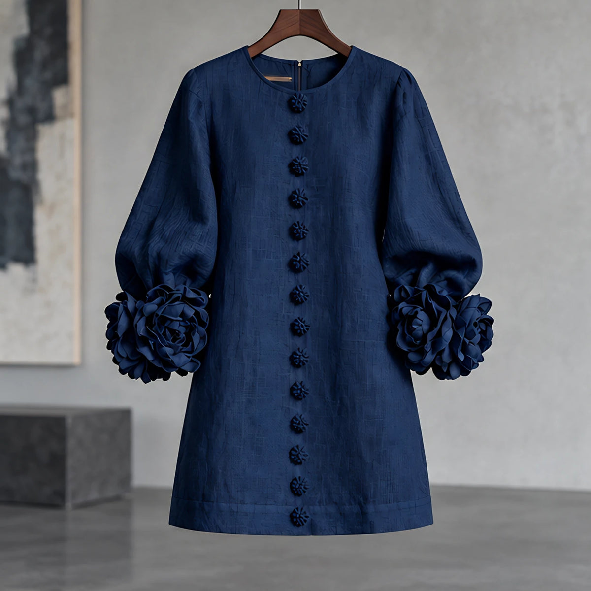 Clarissa Women's Ruffle Sleeve Mini Dress - Navy Blue - VD - Hendlys - Image 3