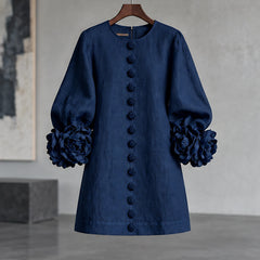 Clarissa Women's Ruffle Sleeve Mini Dress - Navy Blue - VD - Hendlys - Image 3