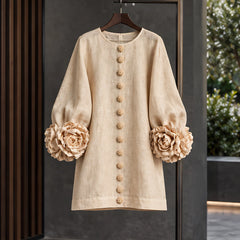 Clarissa Women's Ruffle Sleeve Mini Dress - Beige - VD - Hendlys - Image 3