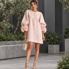 Clarissa Women's Ruffle Sleeve Mini Dress - Pink - Women's Clothing > Dresses > Mini Dresses - Hendlys - Image 1