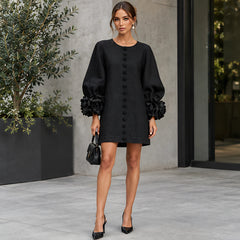 Clarissa Women's Ruffle Sleeve Mini Dress - Black (Almost sold out) - Women's Clothing > Dresses > Mini Dresses - Hendlys - Image 1