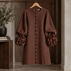 Clarissa Women's Ruffle Sleeve Mini Dress - Brown - VD - Hendlys - Image 3