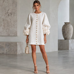 Clarissa Women's Ruffle Sleeve Mini Dress - White - Women's Clothing > Dresses > Mini Dresses - Hendlys - Image 1