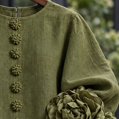 Clarissa Women's Ruffle Sleeve Mini Dress - Olive Green - VDLONG - Hendlys - Image 4