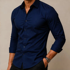 Colebrook Slim Fit Long Sleeve Shirt - Navy - Men's Clothing > Shirts > Button-Front Shirts - Hendlys - Image 1