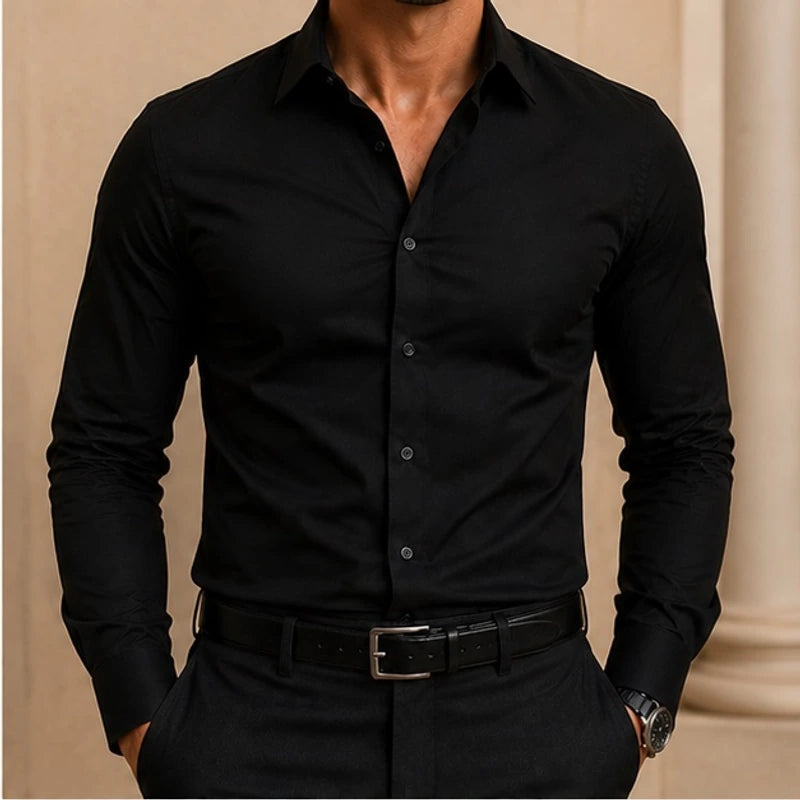 Colebrook Slim Fit Long Sleeve Shirt - Black - Men's Clothing > Shirts > Button-Front Shirts - Hendlys - Image 1