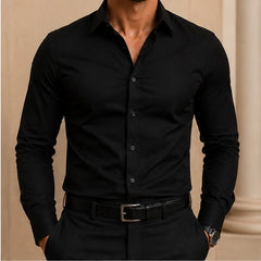 Colebrook Slim Fit Long Sleeve Shirt - Black - Men's Clothing > Shirts > Button-Front Shirts - Hendlys - Image 1