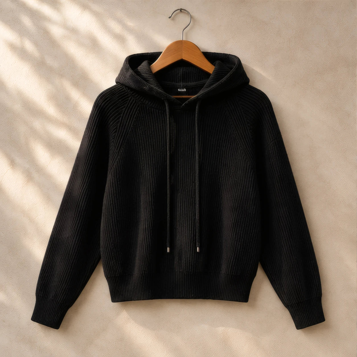 Colette Rib Knit Hoodie - Black - Knitwear - Hendlys - Image 3
