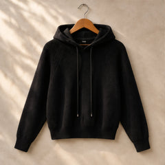 Colette Rib Knit Hoodie - Black - Knitwear - Hendlys - Image 3