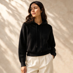 Colette Rib Knit Hoodie - Black - Clothing > Knitwear > Hooded Sweaters - Hendlys - Image 1