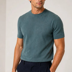 Conrad Lightweight Textured Knit T-Shirt - Green - Men's Clothing > T-Shirts > Knit T-Shirts - Hendlys - Image 1