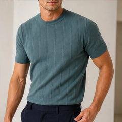 Conrad Lightweight Textured Knit T-Shirt - Green - Men's - Hendlys - Image 2