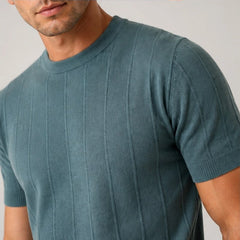 Conrad Lightweight Textured Knit T-Shirt - Green - Men's Shirt - Hendlys - Image 3