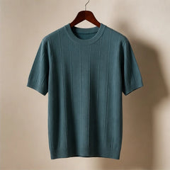 Conrad Lightweight Textured Knit T-Shirt - Green - male - Hendlys - Image 4
