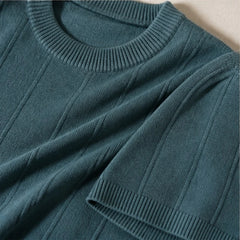 Conrad Lightweight Textured Knit T-Shirt - Green - Men's Clothing > T-Shirts > Knit T-Shirts - Hendlys - Image 5